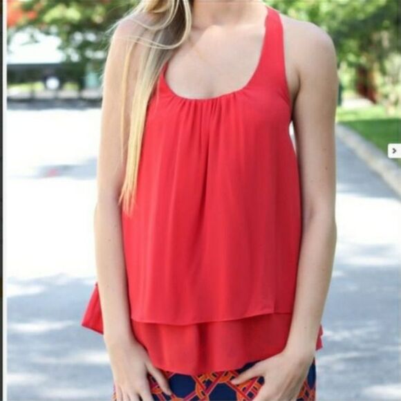 Naked Zebra Tops - Naked Zebra Coral raserback top blouse size S sleeveless